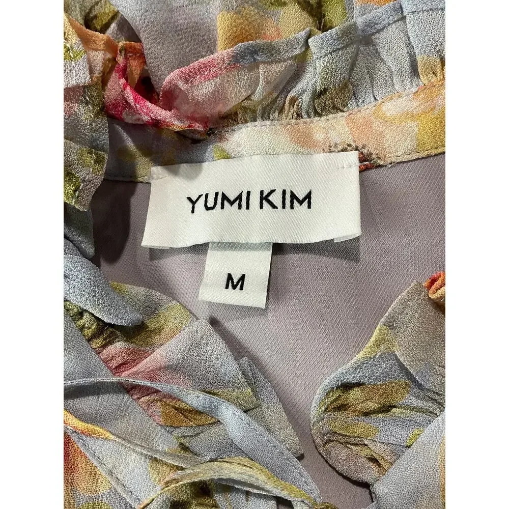 Yumi Kim Floral Ruffle Mini Dress in Light Gray and Pink - Picture 4 of 6